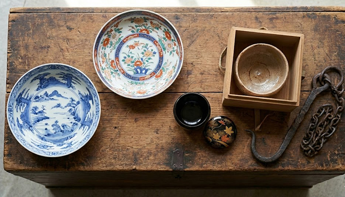 石川県加賀市にて、旧家の自宅整理の事例。骨董品の買取りを併せて作業工賃をお安く