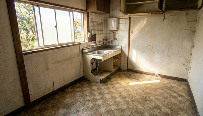 福井県坂井市にて、猫が入り込んで荒廃した空き家の片付け・清掃事例